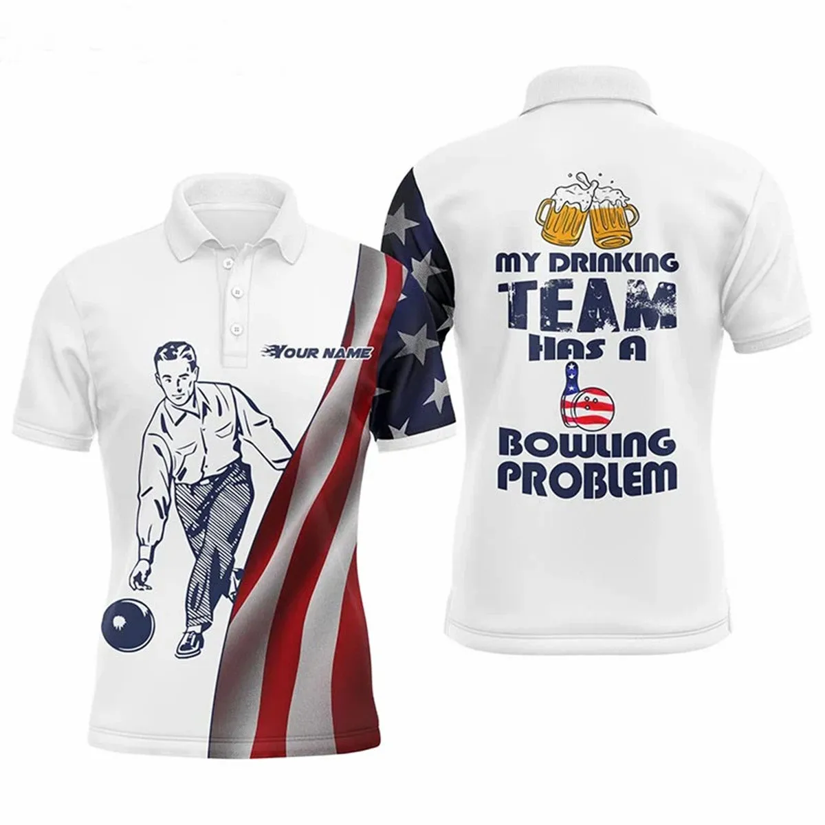 Bowling Sports Polo T Shirt For Men Fashion Name Team Clothing Casual Lapel Loose Short Sleeve Tops Ladies Golf Wear Tees casual short sleeved shirt short sleeved shirt