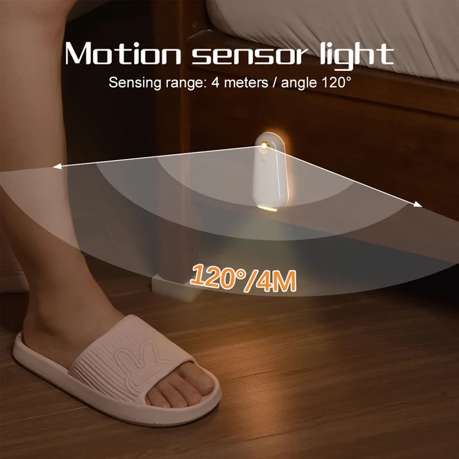 LED Night Light Motion Sensor Toilet Lamp Rechargeable Footlight Bedroom Toilet Corridor Stairs Cabinet Bathroom Backlight