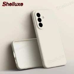 Shelluxe Square Liquid Silicone Silky Feel Case Cover - Galaxy A37 (Cream White)