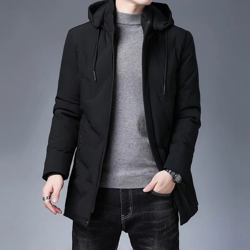 2023 High Quality Brand Hooded Puffer Jacket Men Winter Coat Parkas Thick Warm Windbreaker Men Clothing Solid Long Sleeve Casual