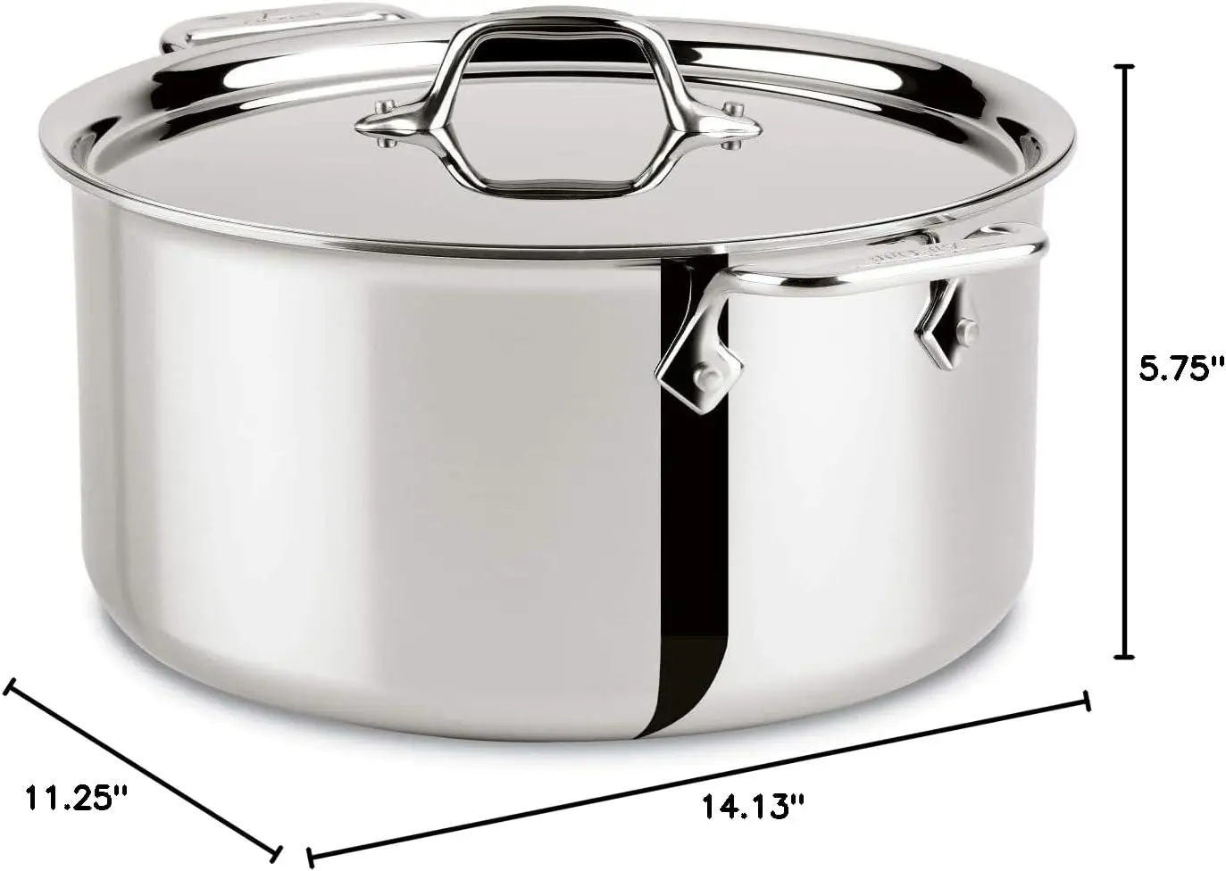 3-Ply Stainless Steel Stockpot with Lid 8 Quart, Induction, Oven Broiler Safe 600F, Silver 3