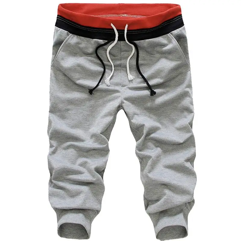 Men Fashion Sweatpants Loose Cropped Trousers Jogger Trousers Men Casual Fitness Jogging Sports Cool Capri Pants 2