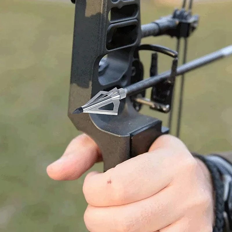 12 Pcs Metal Hunting Archery Broadheads 100 Grain 3 Blades Blades Arrowheads Compatible With Crossbow And Compound Bow 3