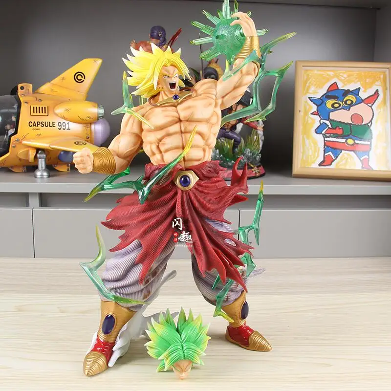 In Stock Anime Figures Dragon Ball Z Broly Action Figure With Led Light Dbz Super Saiyan Pvc Statue Gift Model Doll Surprise Toy