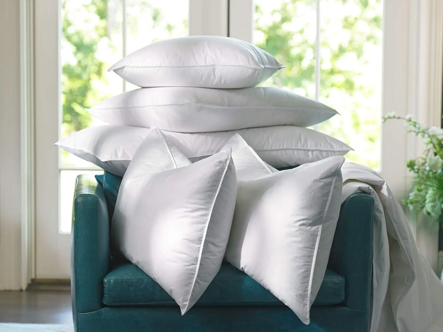 King Size 20” x 36”-Luxury Hotel Quality Pillow with Dual-Chamber Design, Down & Feather Fill,Cotton Down-Proof Shell(20" x 36")
