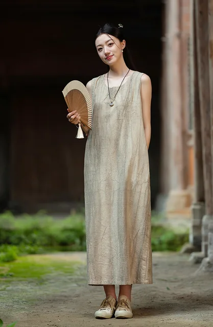 Vestidos Veraniegos Vestidos Lino Verano 2021 Vestido Midi De Lino