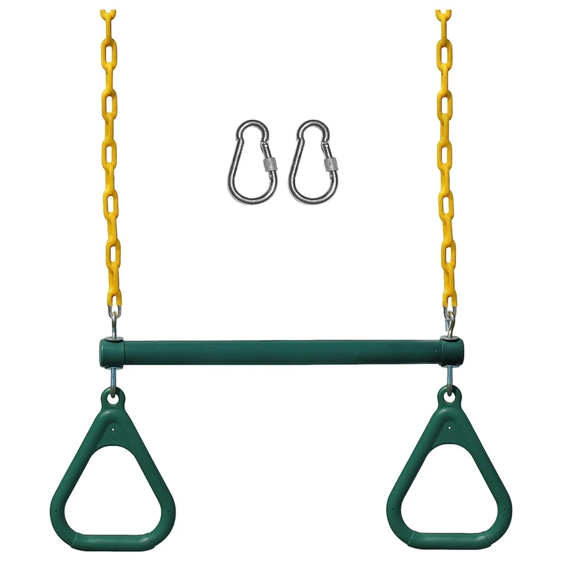 

HOT-Swing Sets For Backyard-Set Includes 18Inch Trapeze Swing Bar & 48Inch Heavy Duty Chain With Locking Carabiners (Green)