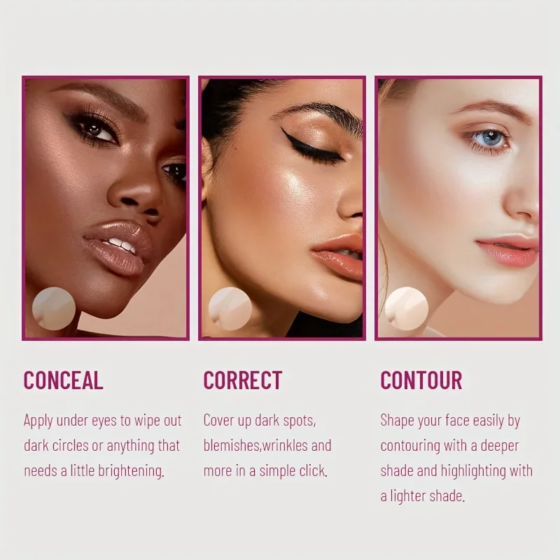 New Sponge Head Liquid Foundation Concealer Face Makeup Waterproof Oil-Control Concealer Base Cream Cover Dark Circles Skin Care 5