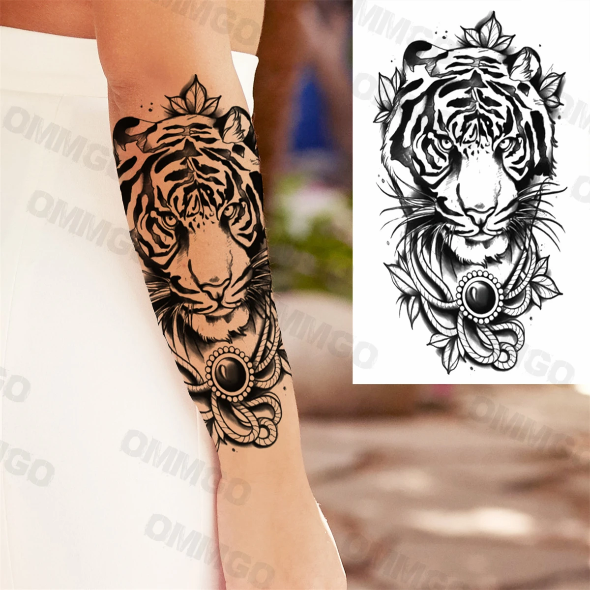 Tatouage Tigre Femme Bras Tatouages Temporaires De Tigre Noir Pour Femmes, Faux Tatouage Pour Bras De  Cuisse, Crâne De Marguerite, Peinture Artistique Corporelle Réaliste -  Temporaire Tatouages - AliExpress
