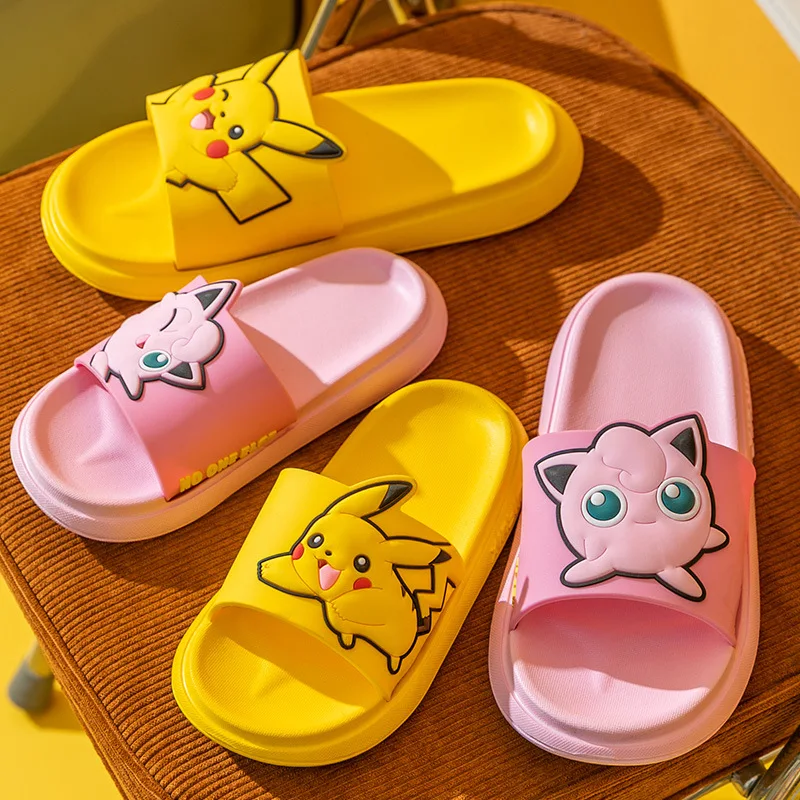 

Anime Pokemon Pikachu Slippers Boys Girls Bathroom Slipper Non Slip Outdoor Beach Sandals Cartoon Kids Household Shoes Slippers