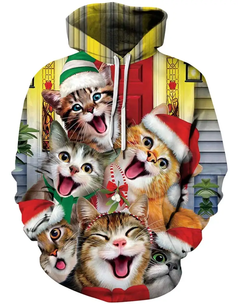 thumbnail image 1 of Sudadera con capucha navideña para hombre, con estampado 3D de muñeco de nieve, sudaderas con gráficos, sudadera navideña de manga larga, sudadera con capucha de gran tamaño para hombres y mujeres, 1 of 5