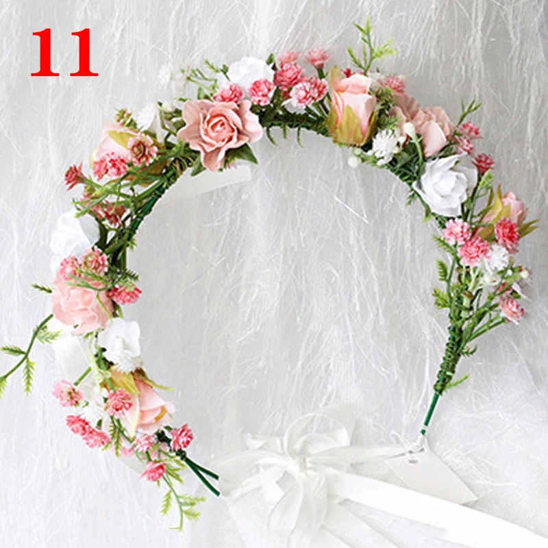 Corona Di Fiori Rosa Per Matrimonio E Sposa | Ghirlanda Floreale Regolabile Accessorio Capelli Per Donna E Ragazze, Fatto A Mano