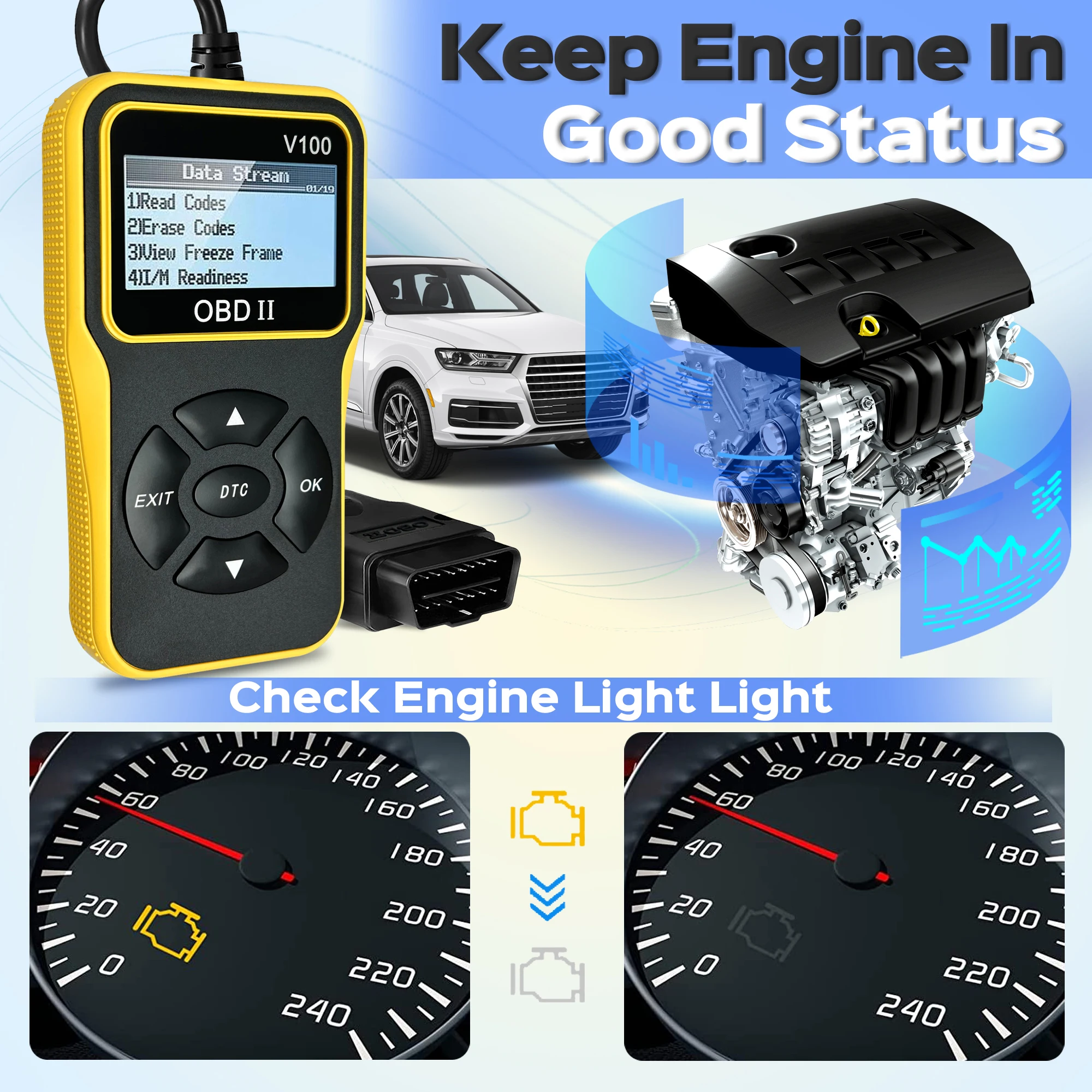 OBD2 Scanner Diagnostic Tool Auto Check Engine Code Reader with Reset Enhanced OBDII/EOBD Car Scan Tools obd2 scanner