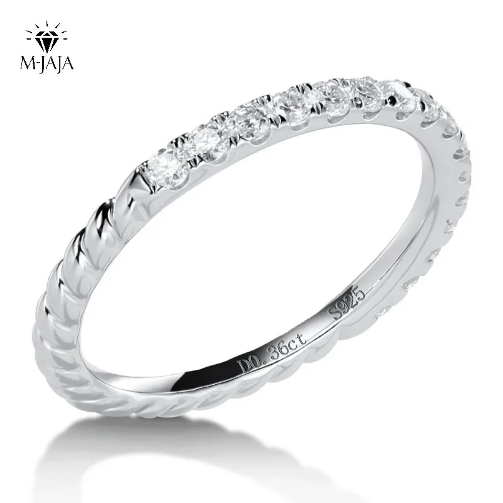 Moissanite Wedding Band For Women - Sterling Silver Bezel Set Eternity Ring Size 4-11