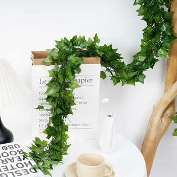Guirlande de vigne artificielle suspendue de feuilles de lierre vert de 2.1M, plante murale en soie, décoration de jardin de maison, fête de mariage, fausses feuilles de couronne DIY 1