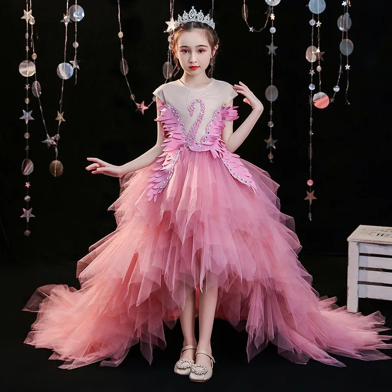 

Girls' Skirts Trailing Super Long Costume for Piano Performance Children's Birthday Model Catwalk Flower Girl Dress