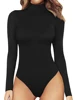 Mock Turtleneck Bodysuit for Women - Sleeveless & Long Sleeve Jumpsuit Styles