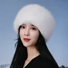 Super Fashion Winter Snow Hat Faux Fur Thick Women Fluffy Fur Cap Ski Russian Windproof Hat Party Luxury Warm Fox Fur Cap Black 3