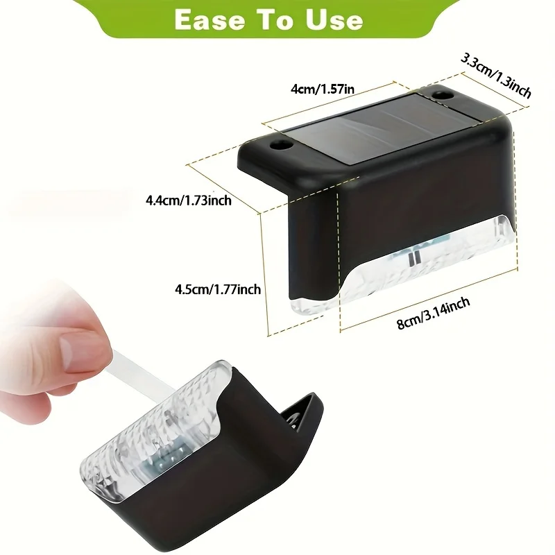 4PCS Solar Deck Lights - LED Decorative Walkway, Fence & Step Lights for Stairs, Balconies, Yards & Garden Paths