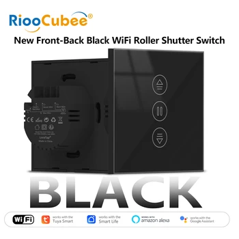RiooCube Tuya Smart Life Interruttore per tende Design completamente nero Controllo percentuale Timer Controllo vocale tramite Google Home Alexa