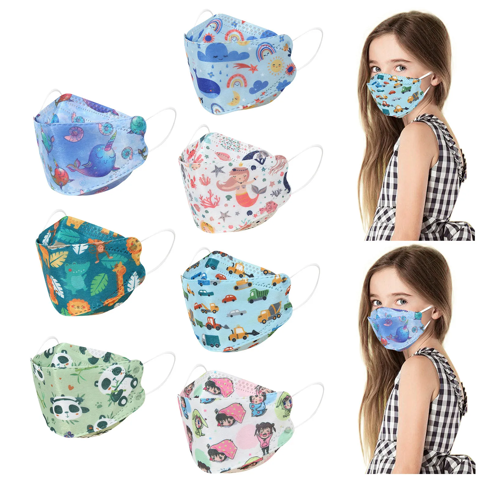 10PCS Kids Children's Baby Disposable Face masque Cartoon Print 4Ply Ear Loop mascarilla Monder Scarf Halloween Cosplay MasK