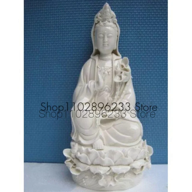 

Chinese Dehua Porcelain Kwan-yin Guanyin Seat Lotus Base Merciful Statues