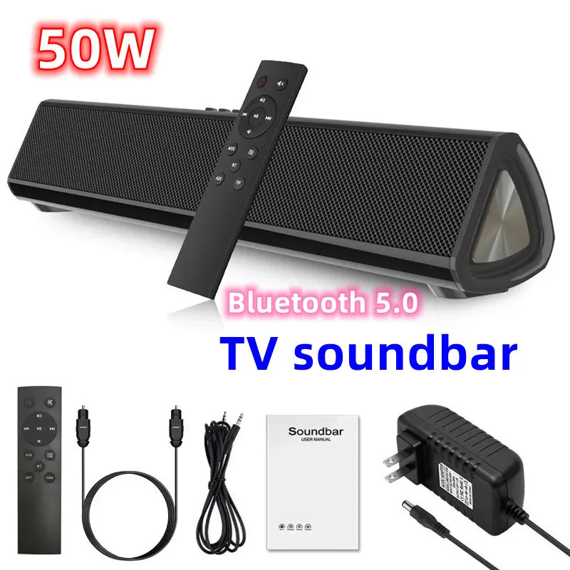 

Беспроводной компьютер 50 Вт, Портативная колонка с поддержкой Bluetooth, для улицы, домашнего кинотеатра, объемный ТВ, Саундбар с поддержкой USB, коаксиальный