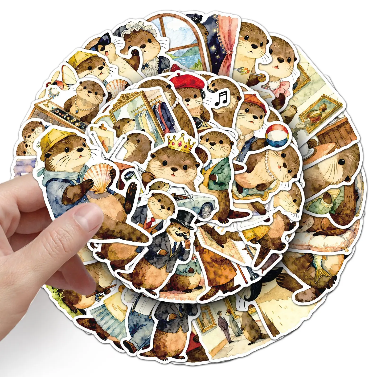 Cartoon Otter Waterproof Decorative Sticker Pack - 50-Piece Set for Personalizing Water Bottles, Laptops, Phones, Notebooks, and More