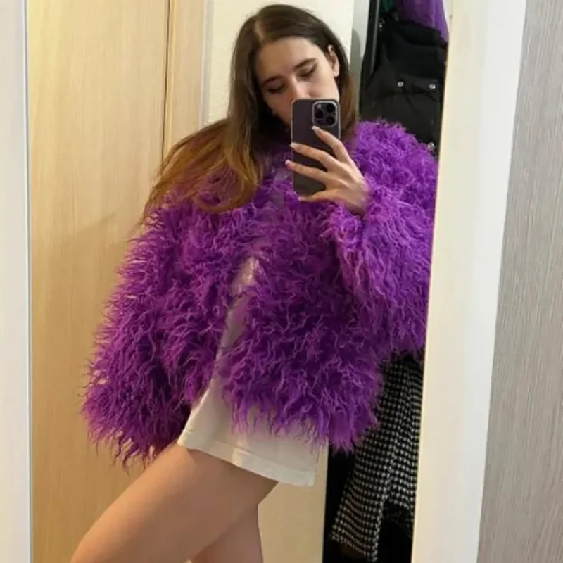 Colorful Warm Faux Women Fur Coat Loose Black White Pink Plush Coat Female Jacket Fur Autumn Winter Shaggy Outerwear 3