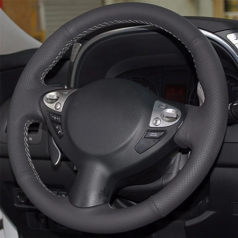 

Чехол рулевого колеса автомобиля «сделай сам» из натуральной кожи, черного цвета для Nissan Juke Maxima Sentra X-Trail SV 370Z 2008-2020 Infiniti FX FX35 FX37 FX50