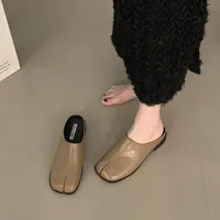 Bailamos Women Split Toe Fur Slippers Tabi Ninja Slip On Flats Round Toe Shallow Lazy Boat Slingback Mules Shoes Soft Warm Loafe - Image 6