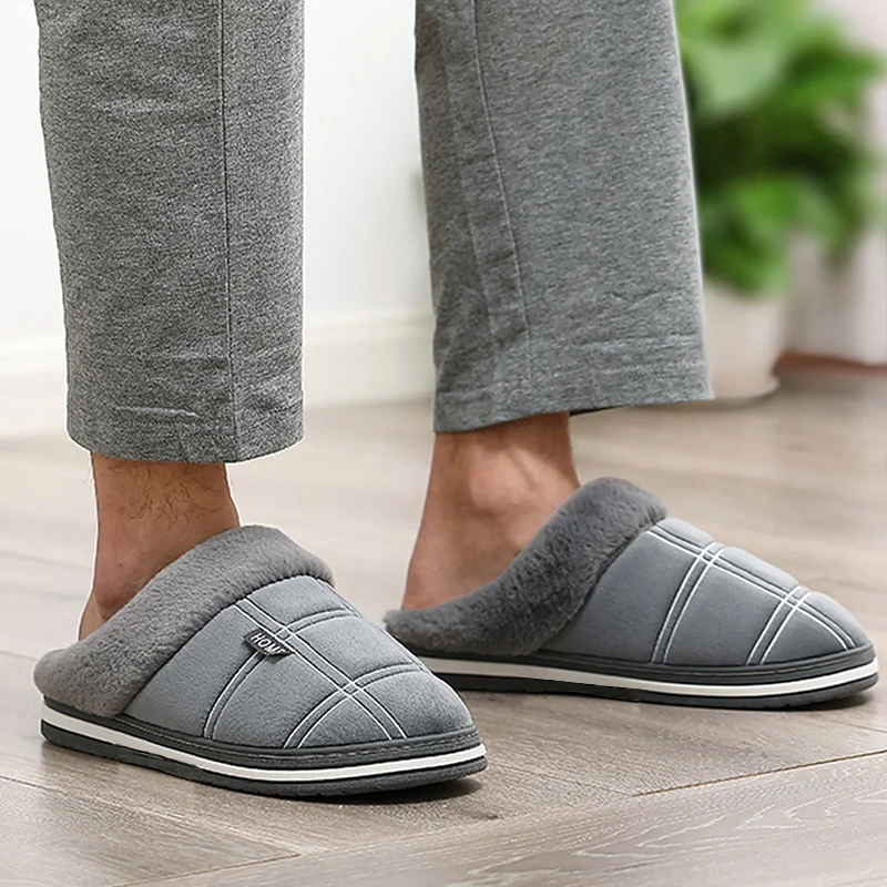 Fur Slippers Non Slip Slippers Plush Slippers Fashion Slippers Soft Slippers Soft Non Slip Slippers Home Men Slippers Winter Big Size 45-50