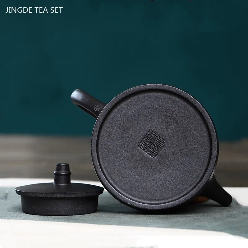 1PCS 250ml Yixing Purple Clay Teapot Original Ore Handmade Zisha Tea Set Black Mud Filter Dezhong Teapot