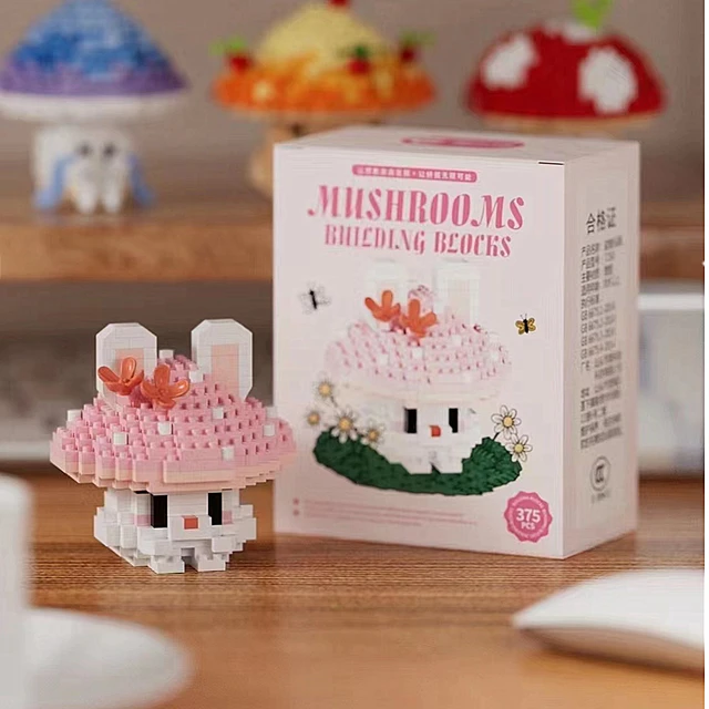 New Simulated Introverted Mushroom Micro-particle Building Block Toy Cute Mushroom Assembly Model Children's Educational Toy 6