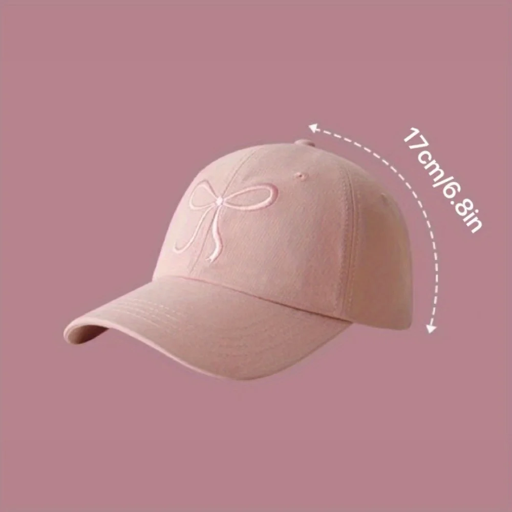 Lightweight Polyester Adjustable Baseball Cap - Cute Bowknot Dad Hat with Soft Top - Available in Multicolor for Casual Wear
