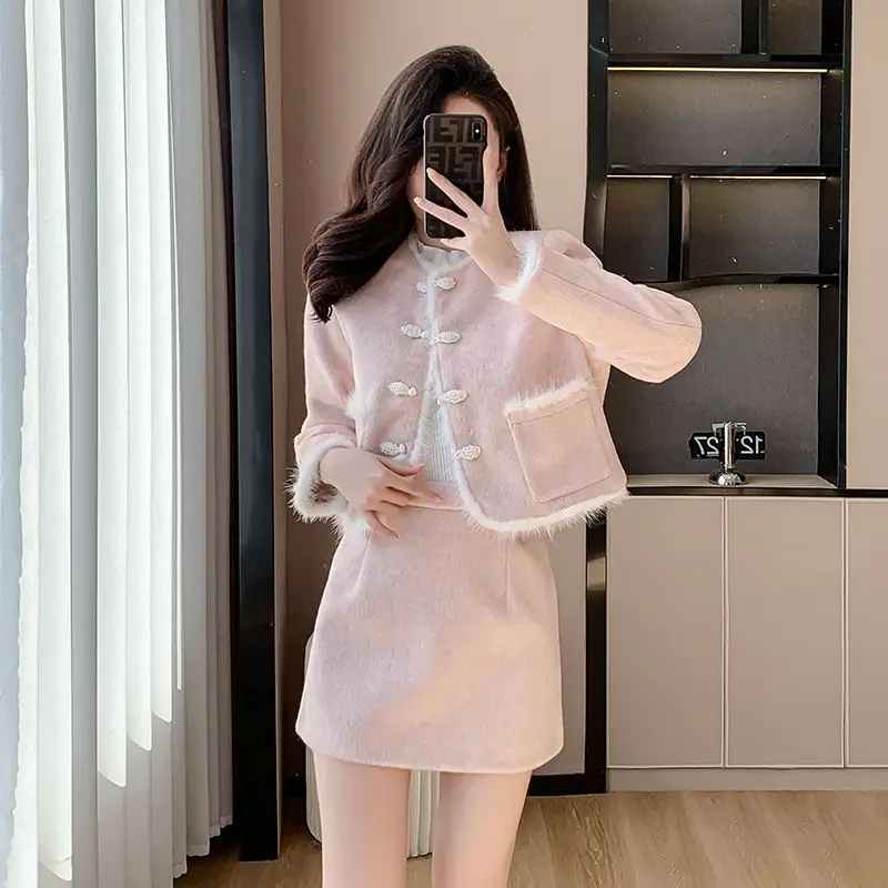 

UNXX High-End Little Dress Two-Piece Set Women Winter 2023 Trendy Beautiful Thickened Jacket Skirt Set Hot Sale Fashionable New