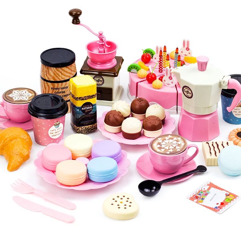 Children Pretend Food Kitchen Toys Tea Set Model For Play House Birthday Gifts