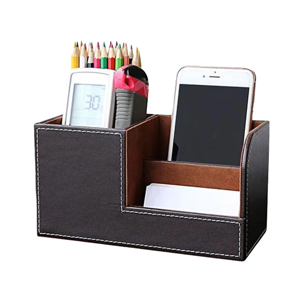 Home Office Wooden Struction Pen Holder Desk Stationery Organizer Storage Box Pen/Pencil ,Cell Phone Business Na 5