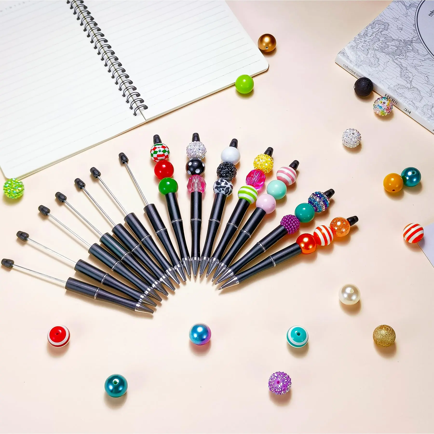 Black Beadable Ballpoint Pens - Creative DIY Gift Set (30-Pack) for Students & Office Supplies