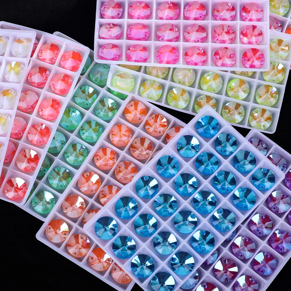 Vc Neon fluor zierende Rundheit nähen auf Strass Rundheit ab Nähen Diamant Glas Diamant Flatback DIY Zubehör Hochzeit – Detail 1