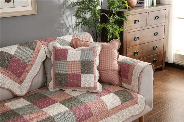 Plaid Baumwolle Stepp Sofa Abdeckung Matte Kissen Nicht-slip Patchwork Sofa Zurück Handtuch Teppich Teppich L-förmigen Hause Sofa Couch möbel Fall – Detail 17