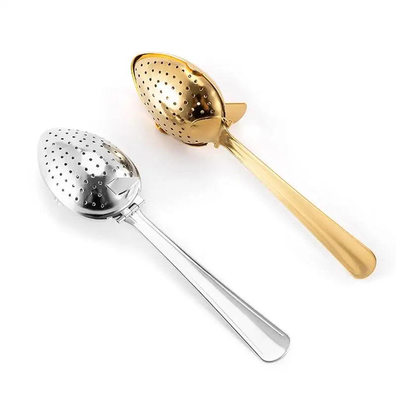 Stainless Steel Tea Infuser Snap Ball Tea Strainer With Long Handle Fine Holes Interval Diffuser Steeper For Coffee
