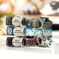 Nylon Personalized Cat Collar Custom Puppy Cat Collars Anti-lost Pet ID Name Necklace Collars With Bell Gift For Small Dogs Cats 2