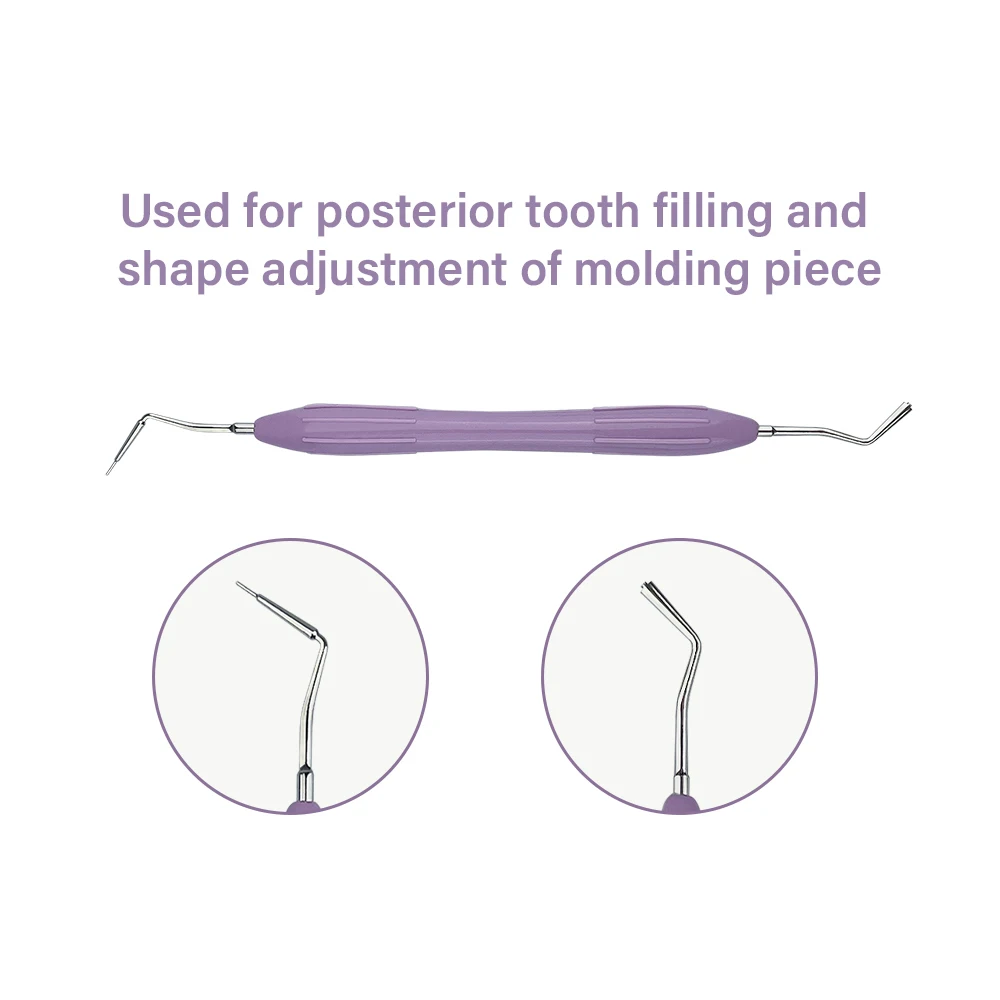 Dental Double-Ended Stainless Steel Resin Filler Set with Silicone Handle