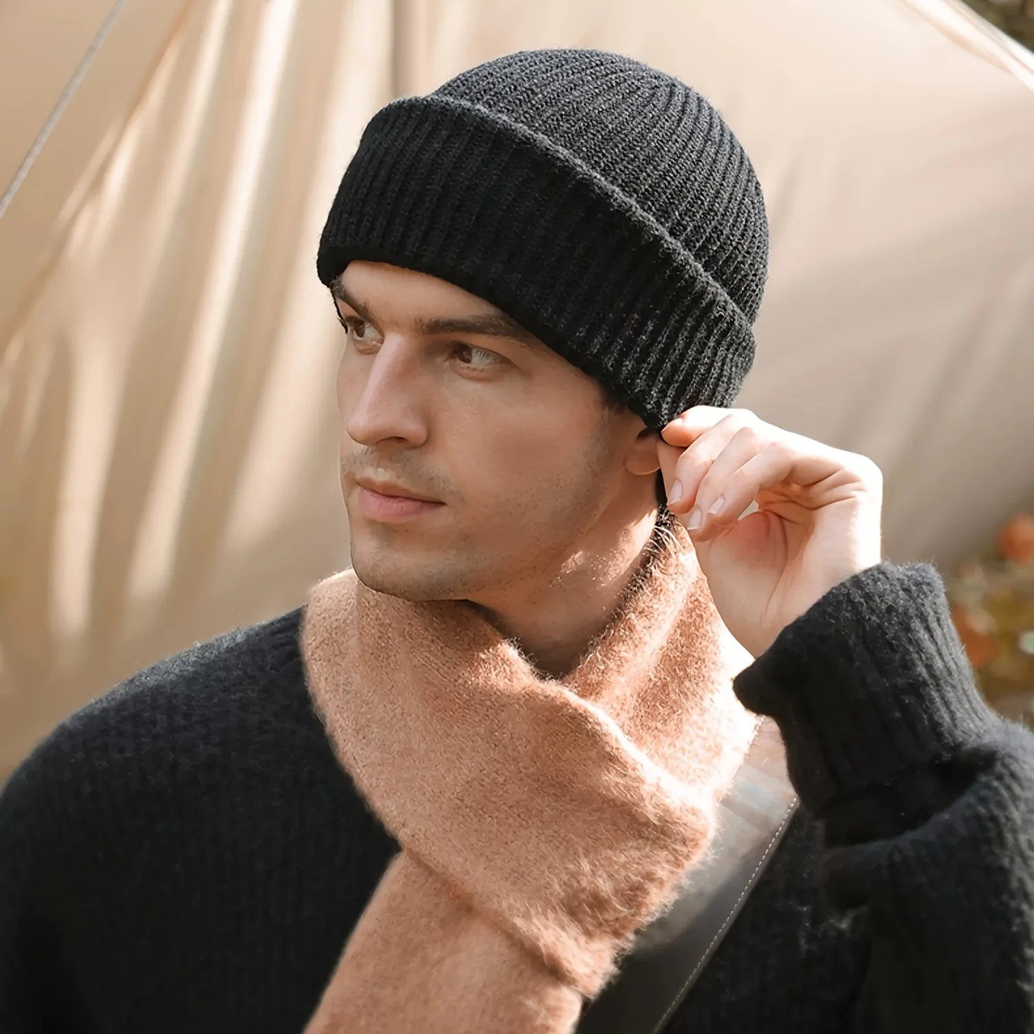 One-Piece Hat, Winter Men's Balaclava, Knitted Woolen Hat, Windproof and Cold-Proof Hood, Mask, Warm and Cold Hat 4