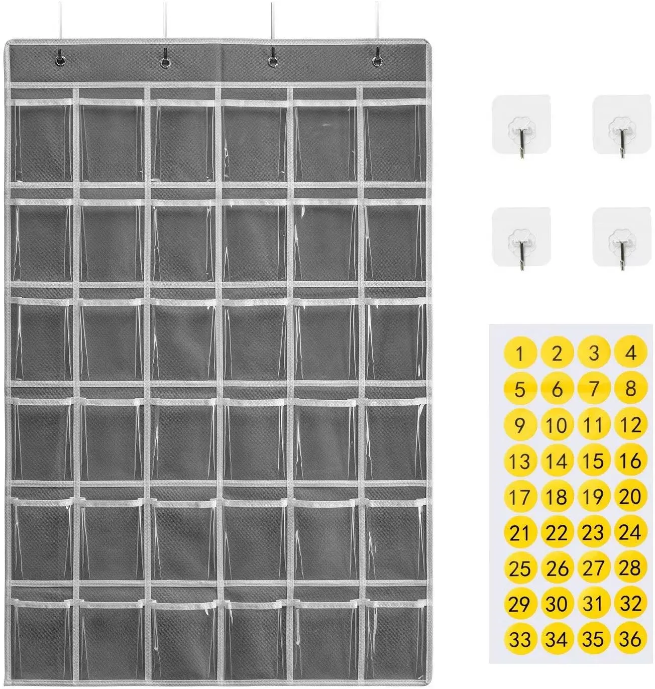 Pocket Chart Organizer 36 Clear Pockets Classroom Hanging Organizer for Cell Phones Calculator Holder