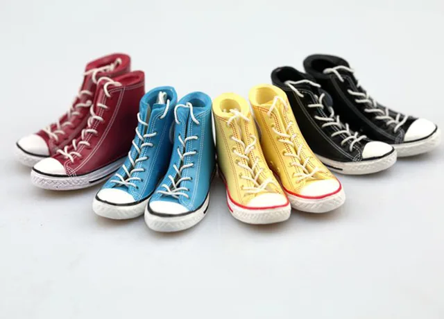 1/6 Scale High Top/Low Top Female/Male Fashion Canvas Sneakers Shoes Inside Empty for 12 inches Action Figure Body Accessory 2