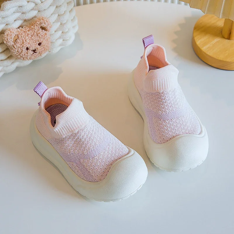 Soft Bottom Kids Tennis Shoes Simple Solid Color