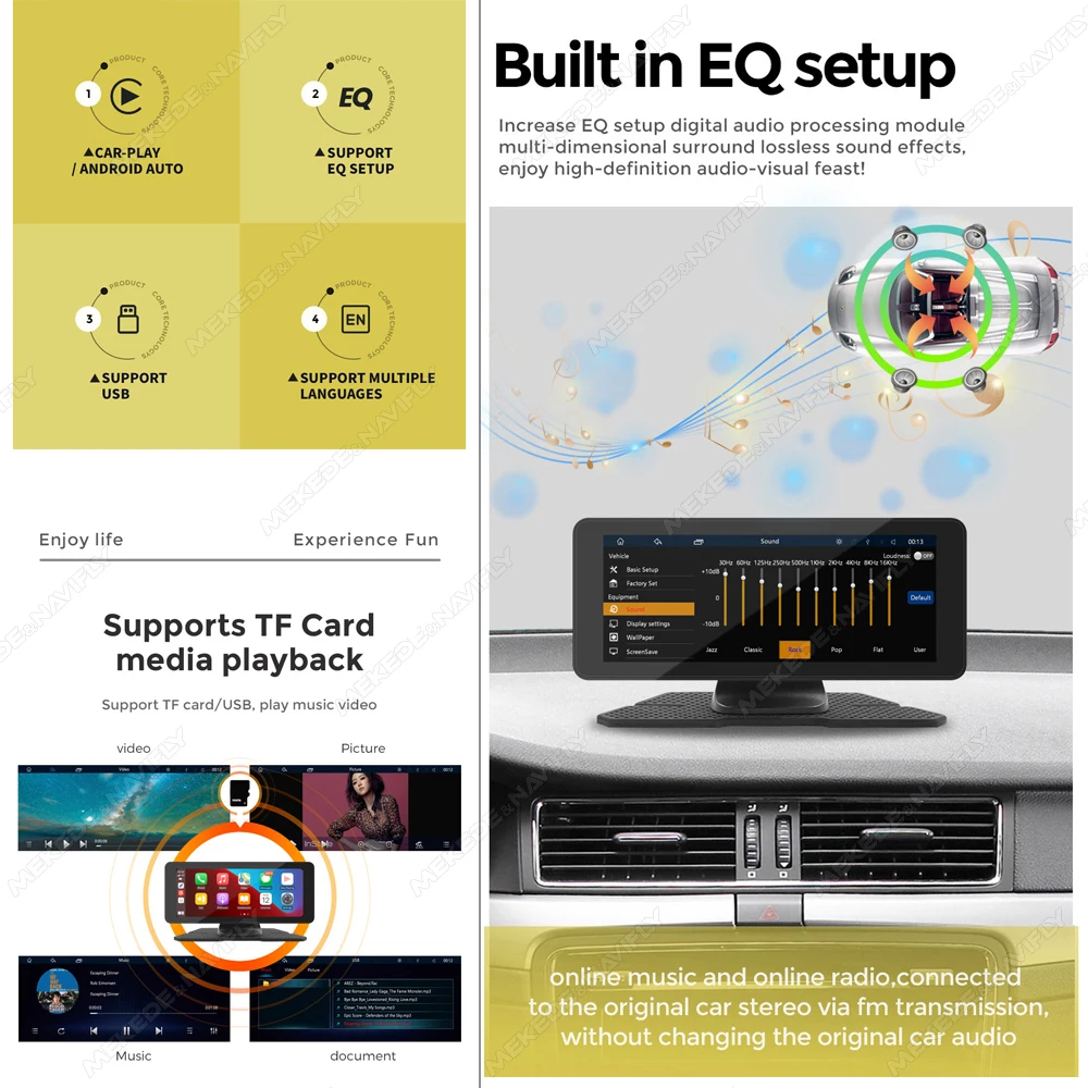 10.26/6.86inch Smart screen car intelligent systems Universal Car Raido Screen Multimedia Player Wireless Android Auto Carplay