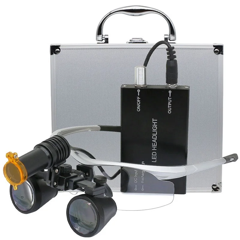 amarelo filtro li-ion bateria 320-420mm lupa binocular com mala de alumínio